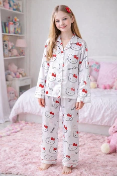 Підліткова піжама для дівчинки Hello Kitty 152–158 см 10–13 років, біла (10818)