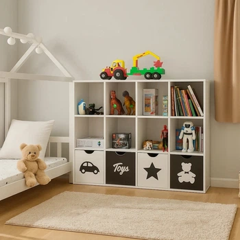 Стеллаж для игрушек и книг на 12 ячеек Gap ST12 White-Black 3
