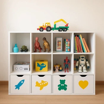 Стеллаж для игрушек и книг на 12 ячеек Gap ST12 White-Yellow-Green 2