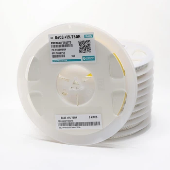 Резисторы SMD 0603 на бобине 1/10 Вт / RF0603-750R-FJ / 750 Ом / 1% / 5000 шт