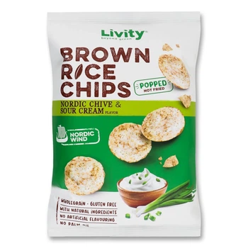 Чипси рисові Livity цибуля та вершки 60г