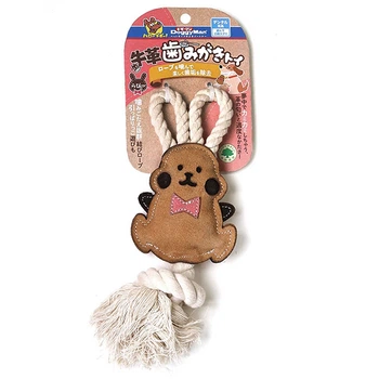Жевательная игрушка для собак DoggyMan Leather Rabbit with Rope кролик с канатом, натуральная кожа (85821)