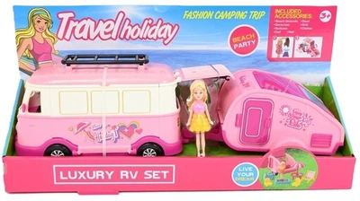 Ігровий набір Gazelo рожевий кемпер з причепом і лялькою 10 см G215328 (5900949485690)