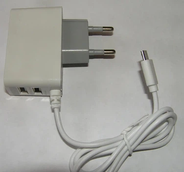 Адаптер на 2 USB+шнур V8 microUSB струм 2,1A