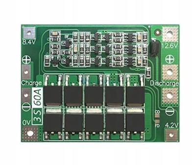 BMS контроллер 3S Li-Ion 18650 12.6V 60A заряда/разряда