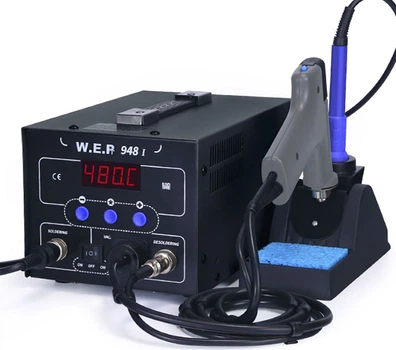 Паяльная станция 2 в 1 WEP 948-I / паяльник + вакуумный оловоотсос / 200-480°C / 90 Вт