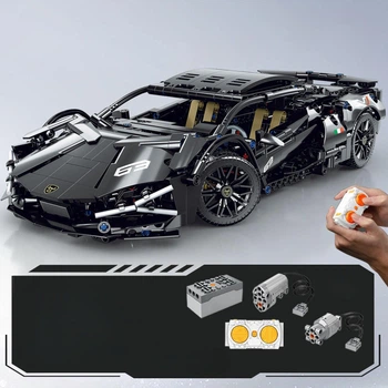 Конструктор на радиоуправлении 1:14 Lamborghini 36 см с мотором и пультом, 1314 деталей черная