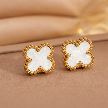 Сережки в стиле Van Cleef (Gold-White)