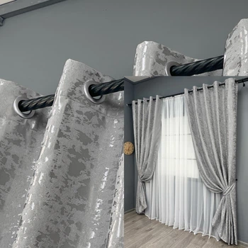 Комплект готовых штор VR-Textil Лен мрамор Pavliani ХО № 1263ш Светло-серый 150х250 см 2 шт (37-0316)