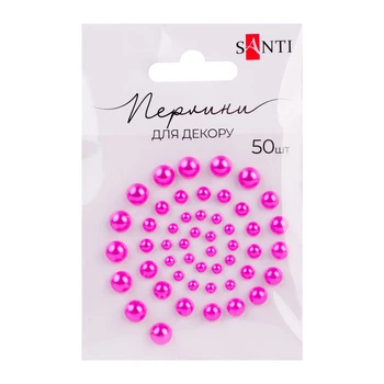 Перлини SANTI 742980 яскраво-рожеві, самоклеючі (50шт.) /742980/