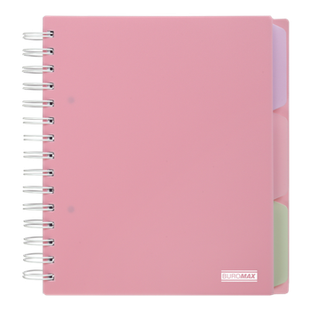 Блокнот BUROMAX B5 на спір. пласт. обкл. з розділ. 120арк. PASTEL 24355912-10 рожевий (48) /BM.24355912-10/