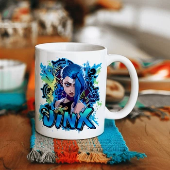 Чашка черная хамелеон с блестками матовая Arcane Jinx Аркейн Джинкс 330 мл (АР01310)