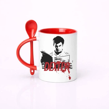 Чашка керамическая с ложкой глянцевая Dexter Декстер 330 мл (ДК10349)