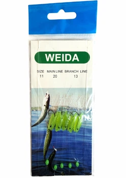 Самодур WEIDA рибка-мальок 5 гачків колір жовтий size 11