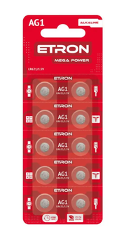 Батарейка ETRON AG1/LR621 1,5V Mega Power 10bl (ціна за шт)