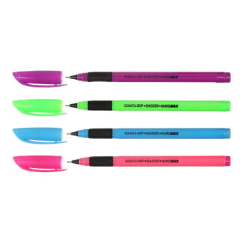 Ручка масляна BUROMAX 8355-01 Sonata grip синя, тригр. (12) /BM.8355-01/
