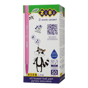 Ручка масляна ZiBi KIDS Line 2262-01 0,5мм синя, корпус асорті (50), /ZB.2262-01/