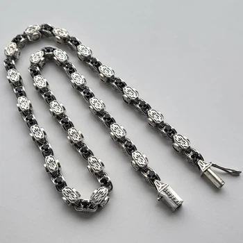 Серебряная цепь с камнями оникс 102 грамм 55 см