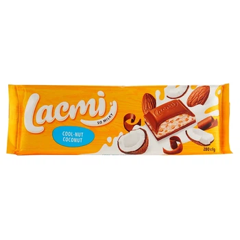 Упаковка шоколаду Roshen Lacmi молочний Cool-Nut-Coconut з мигдалем та кокосом 280 г х 12 шт