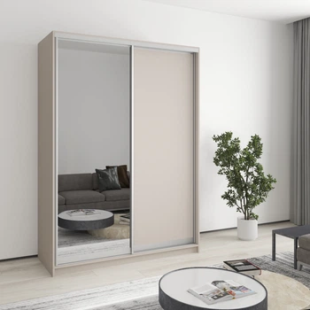 Шафа-купе дводверна MebelStar Стандарт AL ДСП/Дзеркало 150x45x210 см Кашемір (MBS-2383)
