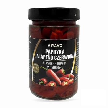 Перец маринованный Viyavo халапеньо красный резаный ск/б 327 мл. (5902166756362)