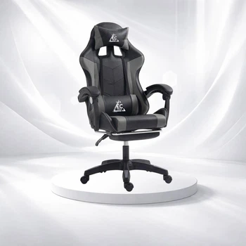 Компьютерное кресло GAMER KO24SZ Ч24SZ Черно-серое с регулировкой наклона спинки, из экокожи