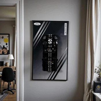 Арт Держатель Рамка 50x30 см. на Стену для Конструктора LEGO Technic Автомобиль для гонки Ford GT40 MKII 1966 года (42223) - Type-E