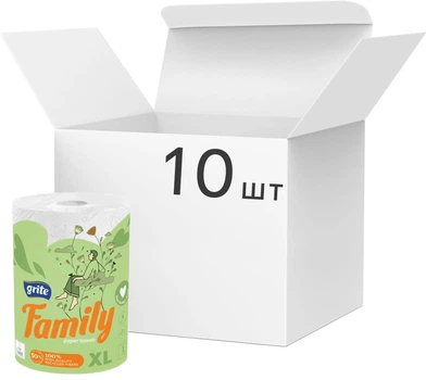 Упаковка паперових рушників Grite Family Jumbo 2 шари 45 метрів 250 відривів 10 шт (4770023348620)