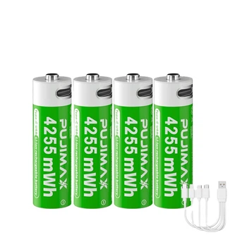 Акумулятори AA Пальчикові з Type-C 1.5V 4255mWh (Упаковка 4 шт. + кабель) (162320-4)