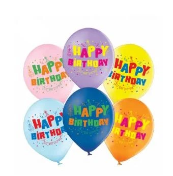 Кульки повітряні з написом Happy Birthday асорті кольорів 30 см 12" набір 6 шт