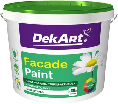 Краска фасадная акриловая "Есо Fasade", белая матовая "DekArt" 1,2 кг