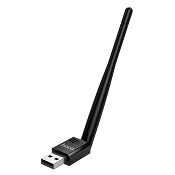 Бездротовий WiFi Адаптер HOCO HI37 WiFi4 USB external antenna wireless network card 2.4GHz 150Mbps Black