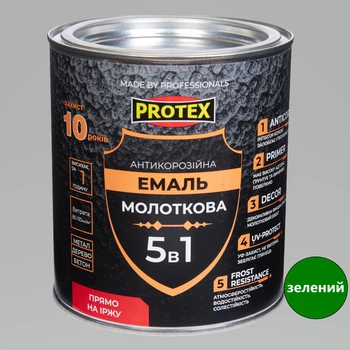 Емаль молоткова 5в1 антикорозійна Hammer Line PROTEX зелена 0.75кг 750мл