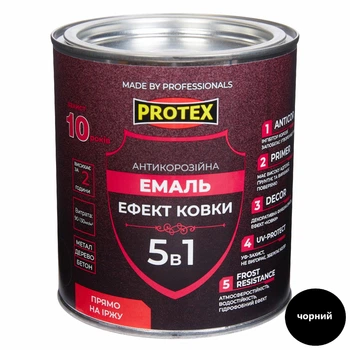 Емаль антикорозійна 5в1 з ефектом ковки Hammer Line PROTEX чорна 0.75кг 680мл