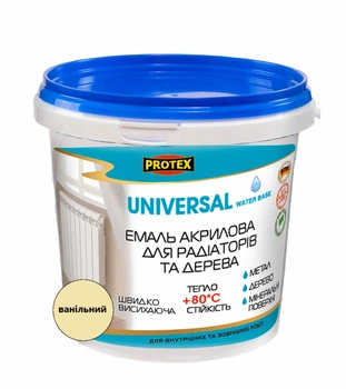 Емаль акрилова водно-дисперсійна Universal PROTEX ванільна 0.35кг 300мл