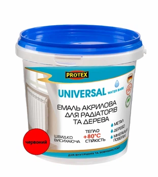 Емаль акрилова водно-дисперсійна Universal PROTEX червона 0.35кг 300мл
