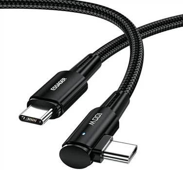 Кабель ESSAGER Sunset Bend USB-C to USB-C 90˚ PD 100W 5A 1m Black (EXCTT1-CGWT01)