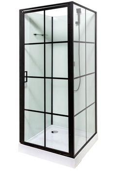 Душовий бокс Insana Agata 9900 NEW 90×90×207 см, квадратний, чорний профіль, прозоре скло, низький піддон
