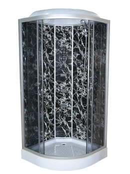 Душовий бокс TKF TKF100/1 100×100×215 см, кутовий, хромовий профіль, тоноване скло, задня стінка Чорна Павутина, низький піддон