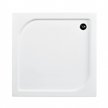 Піддон мілкий квадратний Besco Oskar 80×80×16 см, білосніжний, з ніжками
