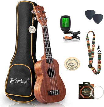 Укулеле сопрано Everjoys 21”, махагони, стартовый набор, Aquila Strings, чехол, тюнер