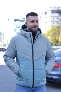 Чоловіча зимова куртка Riccardo PN XL оливкова з бірюзовим