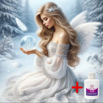Алмазна мозаїка підрамнику ColorArt 40х40 Дівчина ангел + голограмні алмазики FSP1413 + Подарунок лак для покриття