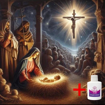 Алмазная мозаика на подрамнике ColorArt 40x40 Рождество Иисуса + голограммные алмазики FSP1407 + Подарок лак для покрытия