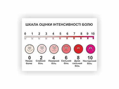 Плакат Vivay Шкала оцінки інтенсивності болю 30х40 см Білий (hub_s609tn)