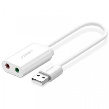 Звуковая карта Ugreen US205 ALC4042 USB TRRS 3.5мм кабель 15см (30143)