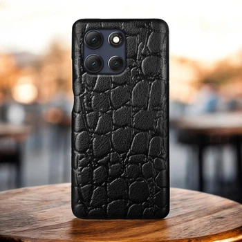 Кожаная накладка Stenk Reptile Cover для Motorola Moto G86 Power Черный (79739)