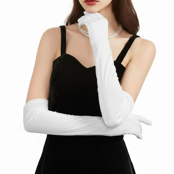 Оксамитові довгі рукавички honey fashion accessories xs/s/m білі (30к005)