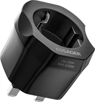 Адаптер для розетки ESSAGER Global Universal Adapter UK Male to EU Female Black (ECTZH-YCC01-Z)