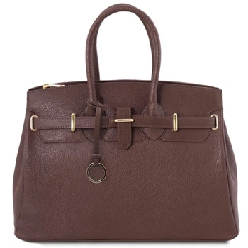 Кожаная сумка TL Bag женская Tuscany кофе с золотой фурнитурой стильная сумка для повседневного использования (654448)